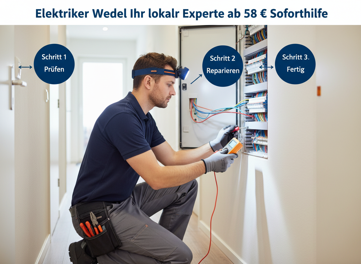 Elektriker repariert Sicherungskasten in Wedel